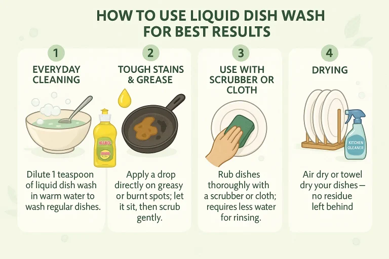 how to use liquid dish wash